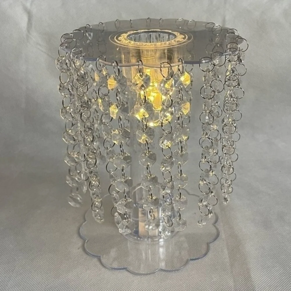 Clear Acrylic Beaded Chandelier Cake Stand with LED Lights 8